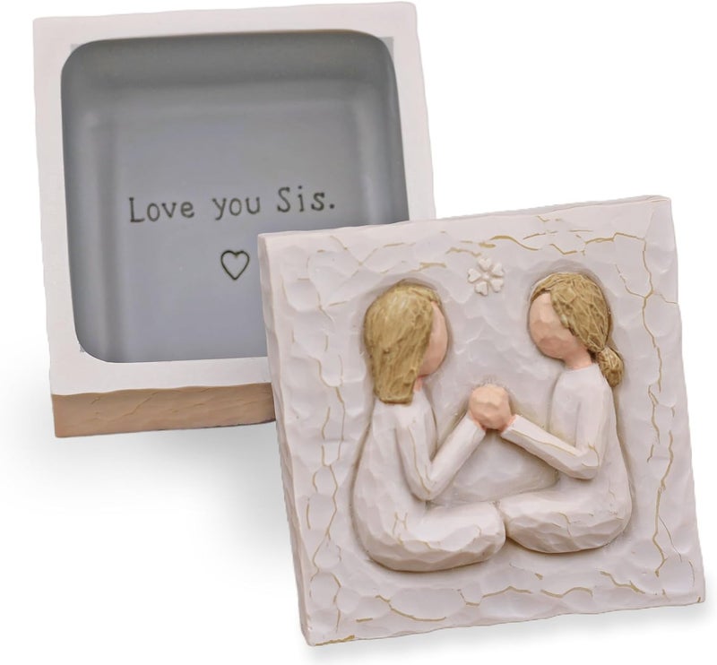 AcowSpt Birthday Gifts for Women, Sister Gifts, Friendship Gift, Best Friend Gift, Christmas Gifts for Sister, Sculpted Hand-Painted Keepsake Box - Image 1